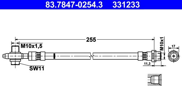 ATE 83.7847-0254.3 - Brake Hose parts5.com