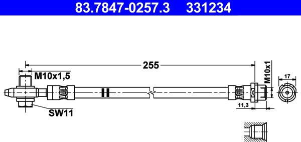 ATE 83.7847-0257.3 - Brake Hose parts5.com