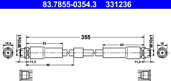 ATE 83.7855-0354.3 - Tubo flexible de frenos parts5.com