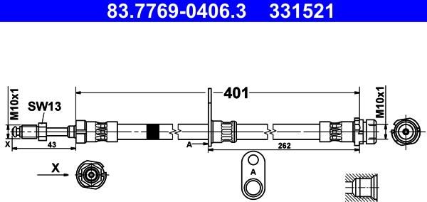 ATE 83.7769-0406.3 - Brake Hose parts5.com