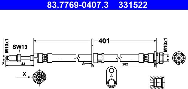 ATE 83.7769-0407.3 - Brake Hose parts5.com