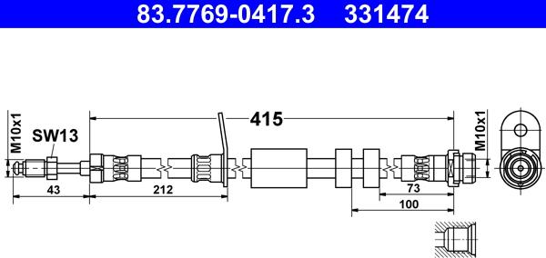 ATE 83.7769-0417.3 - Brake Hose parts5.com