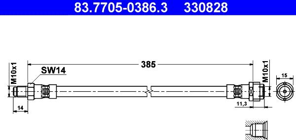 ATE 83.7705-0386.3 - Спирачен маркуч parts5.com