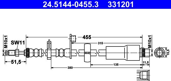 ATE 24.5144-0455.3 - Furtun frana parts5.com