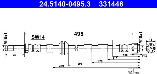 ATE 24.5140-0495.3 - Спирачен маркуч parts5.com