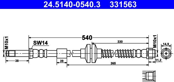 ATE 24.5140-0540.3 - Furtun frana parts5.com