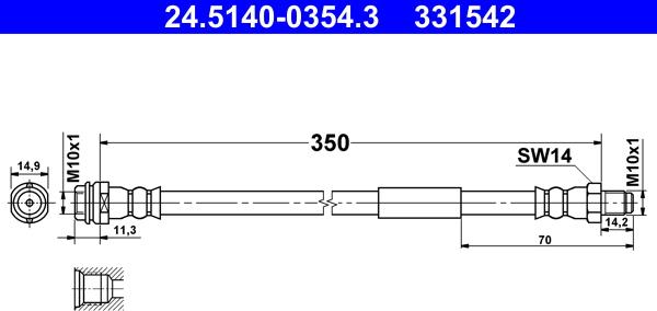 ATE 24.5140-0354.3 - Kočno crijevo parts5.com