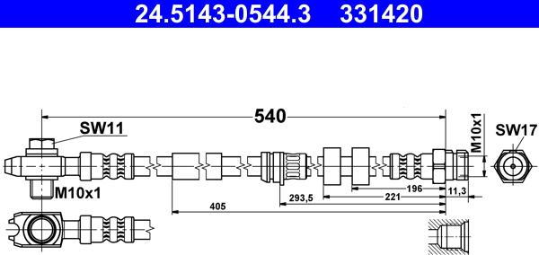 ATE 24.5143-0544.3 - Brake Hose parts5.com