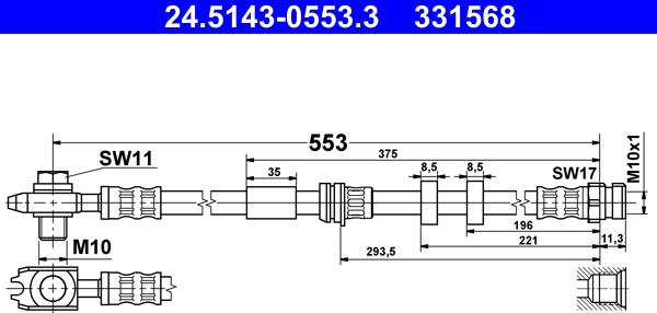 ATE 24.5143-0553.3 - Fékcső parts5.com