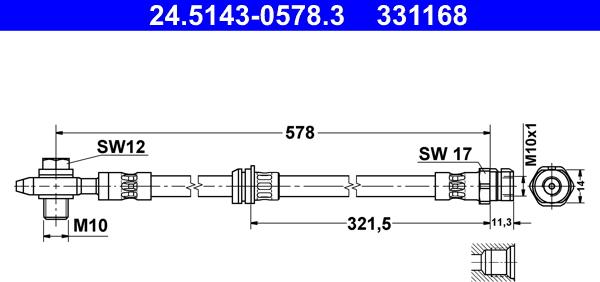 ATE 24.5143-0578.3 - Тормозной шланг parts5.com