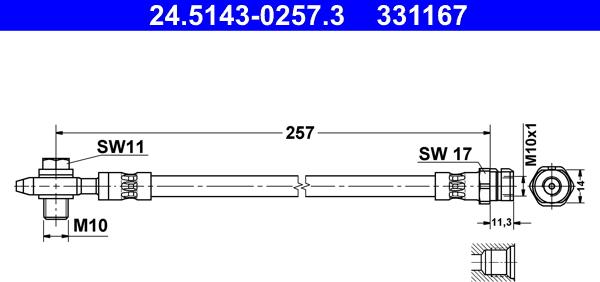 ATE 24.5143-0257.3 - Тормозной шланг parts5.com