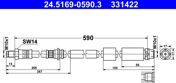 ATE 24.5169-0590.3 - Przewód hamulcowy elastyczny parts5.com