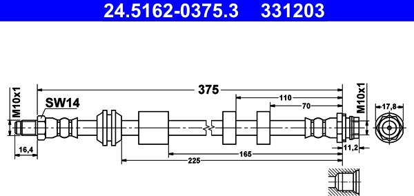 ATE 24.5162-0375.3 - Brake Hose parts5.com