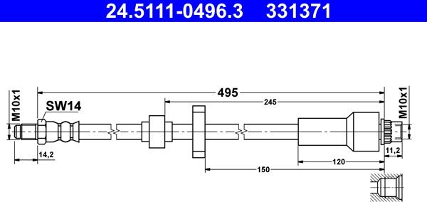 ATE 24.5111-0496.3 - Ελαστικός σωλήνας φρένων parts5.com