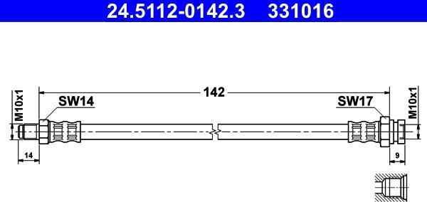 ATE 24.5112-0142.3 - Brake Hose parts5.com