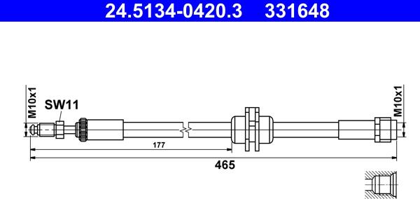 ATE 24.5134-0420.3 - Brake Hose parts5.com