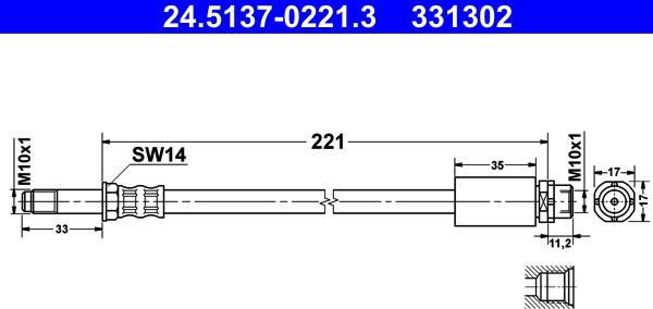 ATE 24.5137-0221.3 - Przewód hamulcowy elastyczny parts5.com