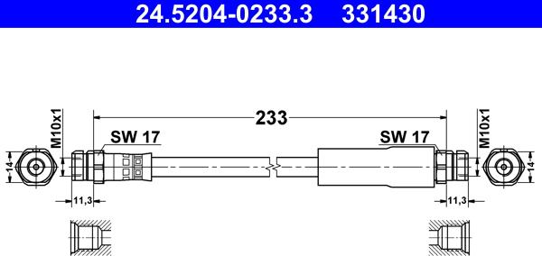 ATE 24.5204-0233.3 - Brake Hose parts5.com