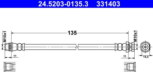 ATE 24.5203-0135.3 - Brake Hose parts5.com