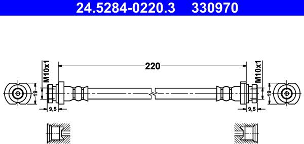 ATE 24.5284-0220.3 - Brake Hose parts5.com