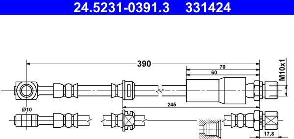 ATE 24.5231-0391.3 - Ελαστικός σωλήνας φρένων parts5.com