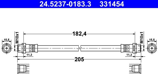 ATE 24.5237-0183.3 - Тормозной шланг parts5.com