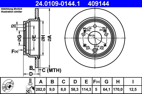 ATE 24.0109-0144.1 - Tarcza hamulcowa parts5.com