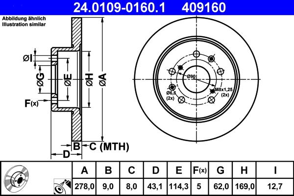 ATE 24.0109-0160.1 - Disc frana parts5.com