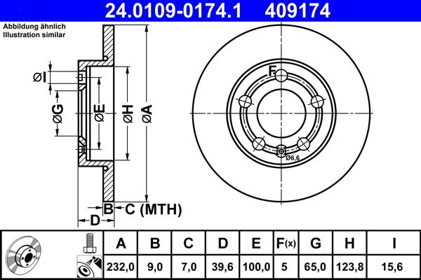 ATE 24.0109-0174.1 - Disque de frein parts5.com