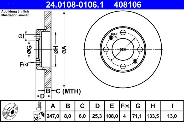 ATE 24.0108-0106.1 - Disc frana parts5.com