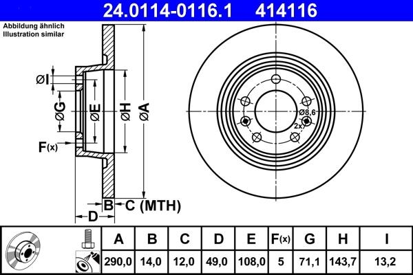 ATE 24.0114-0116.1 - Disc frana parts5.com