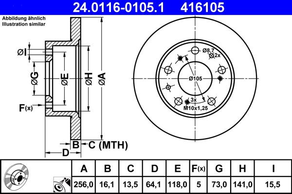 ATE 24.0116-0105.1 - Disc frana parts5.com