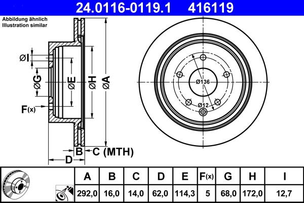 ATE 24.0116-0119.1 - Disc frana parts5.com