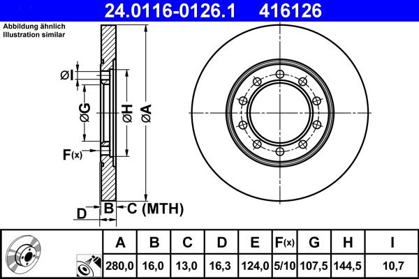 ATE 24.0116-0126.1 - Disque de frein parts5.com