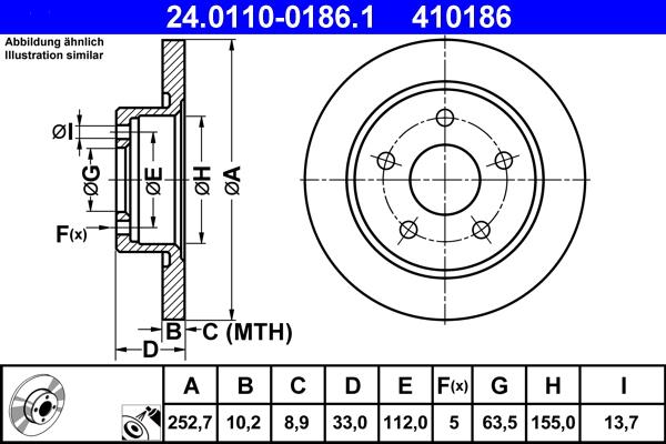 ATE 24.0110-0186.1 - Brake Disc parts5.com