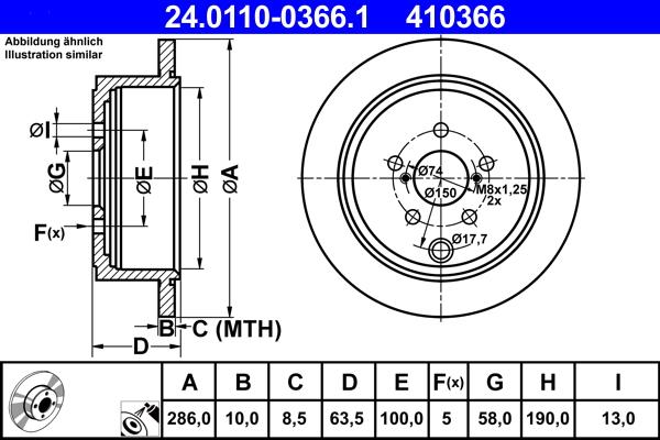 ATE 24.0110-0366.1 - Disque de frein parts5.com