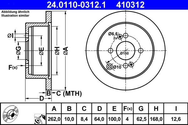 ATE 24.0110-0312.1 - Disc frana parts5.com