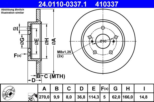 ATE 24.0110-0337.1 - Tarcza hamulcowa parts5.com