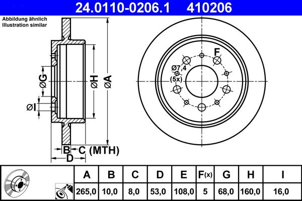 ATE 24.0110-0206.1 - Disc frana parts5.com