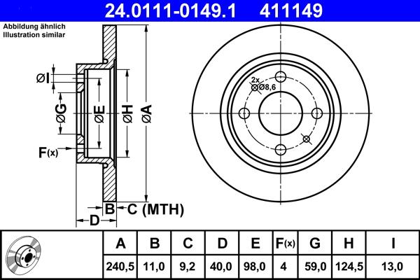 ATE 24.0111-0149.1 - Disc frana parts5.com