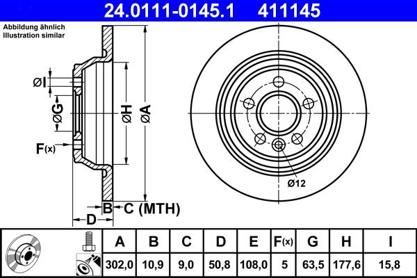 ATE 24.0111-0145.1 - Disc frana parts5.com