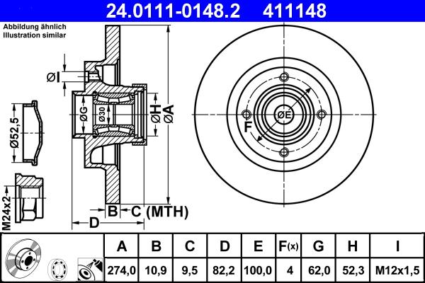 ATE 24.0111-0148.2 - Brzdový kotouč parts5.com