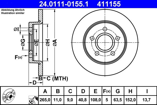 ATE 24.0111-0155.1 - Féktárcsa parts5.com