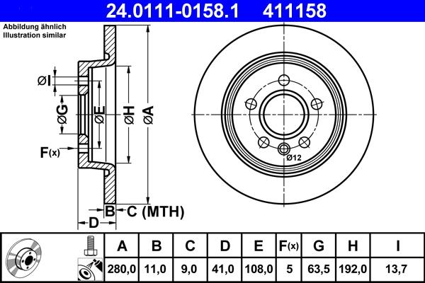 ATE 24.0111-0158.1 - Féktárcsa parts5.com