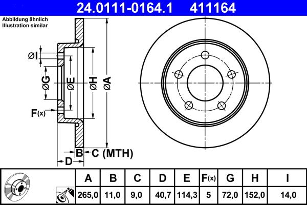 ATE 24.0111-0164.1 - Tarcza hamulcowa parts5.com