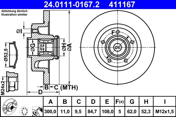 ATE 24.0111-0167.2 - Disco de freno parts5.com