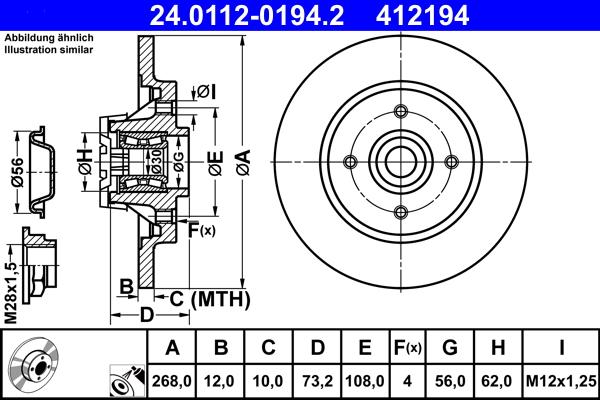 ATE 24.0112-0194.2 - Disco de freno parts5.com