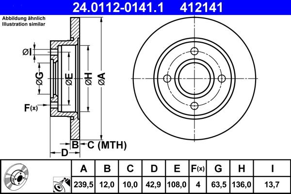 ATE 24.0112-0141.1 - Tarcza hamulcowa parts5.com