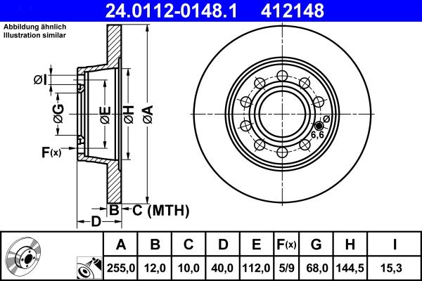 ATE 24.0112-0148.1 - Δισκόπλακα parts5.com