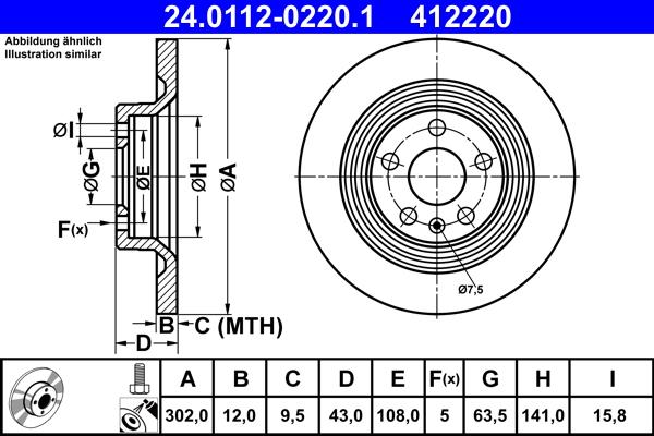 ATE 24.0112-0220.1 - Disc frana parts5.com